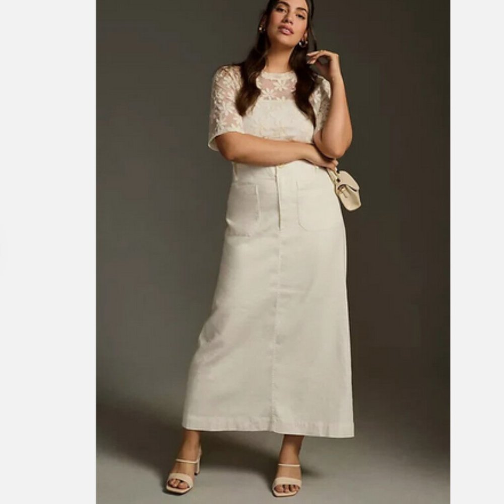 NEW Anthropologie Maeve 3X The Colette Maxi Skirt White Nwt Plus Size - Picture 7 of 7